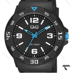 ساعت اسپرت مردانه کیو اند کیو V02A-014VY مشکی عقربه آبی QQ-10569-G