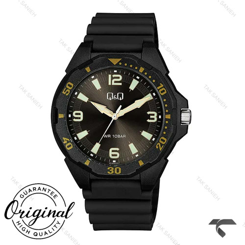 ساعت مچی مردانه کیو اند کیو VS44J007Y کلاسیک مشکی زه زرد QQ-10591-G