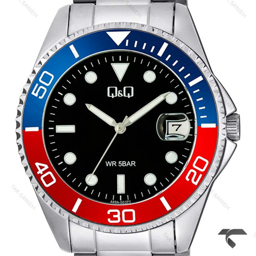 ساعت کیو کیو پپسی مردانه A49A-001PY بند فلزی قاب گرد صفحه مشکی QQ-10610-G