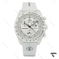 ساعت امگا سواچ ماموریت به ماه بند رابر جدید سفید Swatch-10607-U