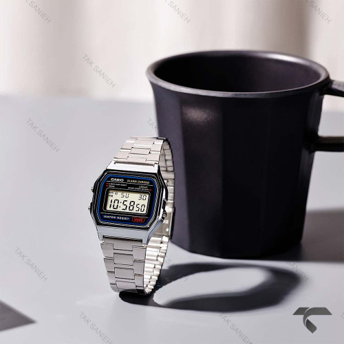 کاسیو نوستالژی A158WA-1 کامپیوتری استیل صفحه مشکی Casio-10244-U