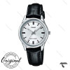 کاسیو LTP-V005L-7AU اورجینال زنانه بند چرم مشکی سیلور صفحه سفید Casio-10336-L کاسیو LTP-V005L-7AU اورجینال زنانه بند چرم مشکی سیلور صفحه سفید Casio-10336-L