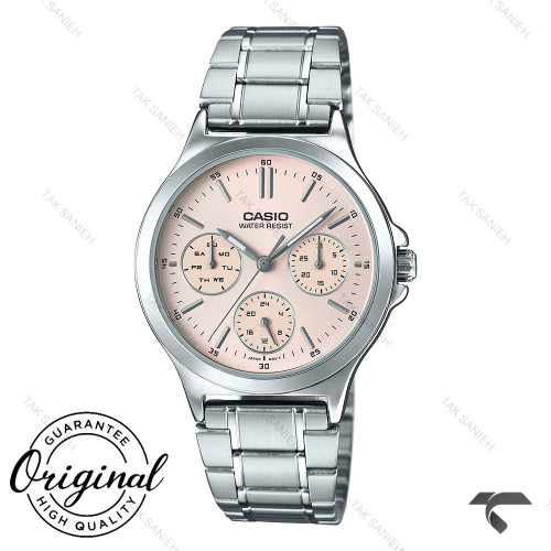 ساعت کاسیو سه موتوره LTP-V300D-4A سیلور صفحه گلبهی Casio-10339-L ساعت کاسیو سه موتوره LTP-V300D-4A سیلور صفحه گلبهی Casio-10339-L