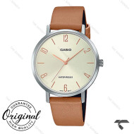 ساعت کاسیو LTP-VT01L-5B زنانه اصل سیلور بند چرم قهوه ای Casio-10346-L