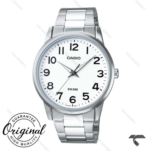 کاسیو مردانه MTP-1303D-7BV سیلور صفحه سفید Casio-10358-G
