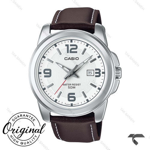 ساعت کاسیو بند چرم MTP-1314L-7AV مردانه صفحه سفید Casio-10363-G