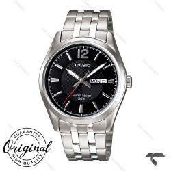 ساعت کاسیو دو تقویمه MTP-1335D-1AV مردانه سیلور صفحه مشکی Casio-10365-G