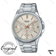 ساعت کاسیو مردانه MTP-1375D-7A2V سه موتوره ایندکس رزگلد Casio-10372-G