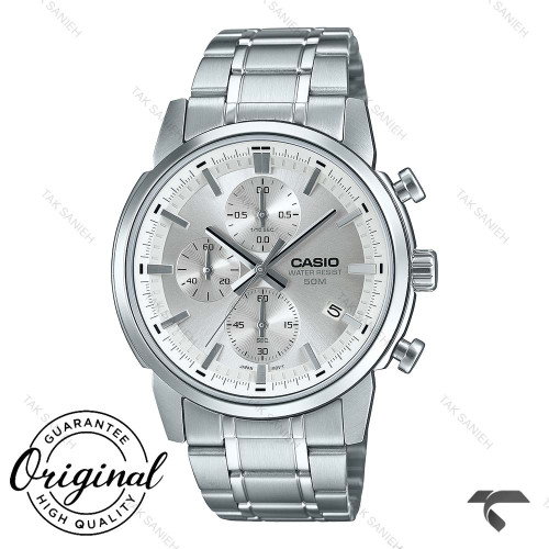 کاسیو مردانه کورنوگراف MTP-1375D-2A1V سیلور صفحه سرمه ای Casio-10369-G