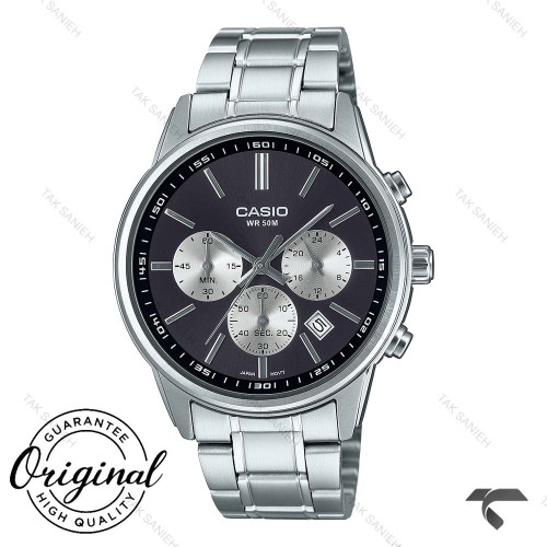 کاسیو مردانه کورنوگراف MTP-E515D-1AV سیلور صفحه پاندا Casio-10387-G