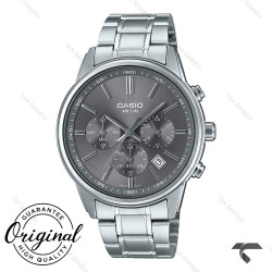ساعت کاسیو مردانه سه موتوره MTP-E515D-8AV سیلور صفحه خاکستری Casio-10389-G