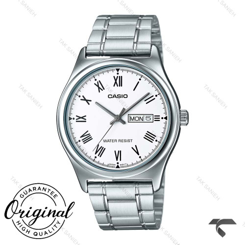 ساعت کاسیو مردانه MTP-V006D-7BU سیلور صفحه سفید ایندکس یونانی Casio-10411-G ساعت کاسیو مردانه MTP-V006D-7BU سیلور صفحه سفید ایندکس یونانی Casio-10411-G