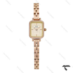 ساعت DW کوادرو مینی زنانه رزگلد صفحه نباتی بندفلزی DW-10698-L