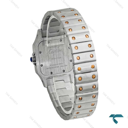 کارتیه سانتوس زنانه دو رنگ رزگلد صفحه سفید Cartier-8751-M-L