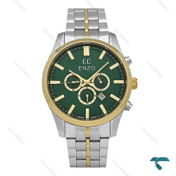 ساعت مردانه انزو EC-3122 اورجینال دورنگ طلایی صفحه سبز Enzo-8775-G