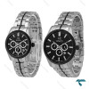 ست ساعت انزو اصلی EC-3122 سه موتوره سیلور صفحه مشکی Enzo-8786-S