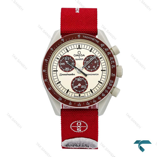 امگا سواچ ماموریت به پلوتو زرشکی بند برزنتی Swatch-8833-U
