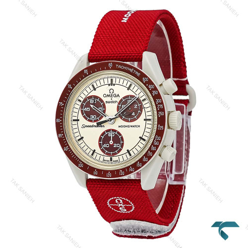 امگا سواچ ماموریت به پلوتو زرشکی بند برزنتی Swatch-8833-U