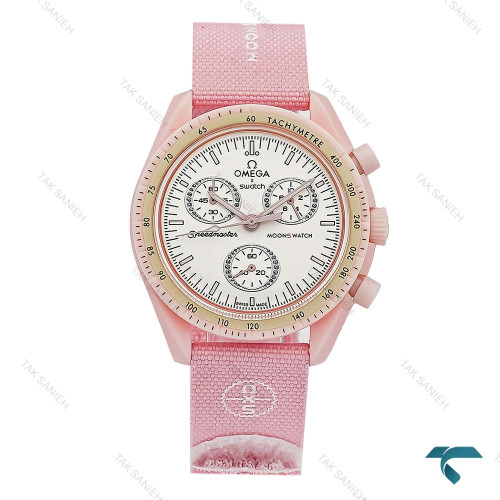 سواچ ماموریت به ونوس (زهره) صورتی بند برزنتی Swatch-8834-U