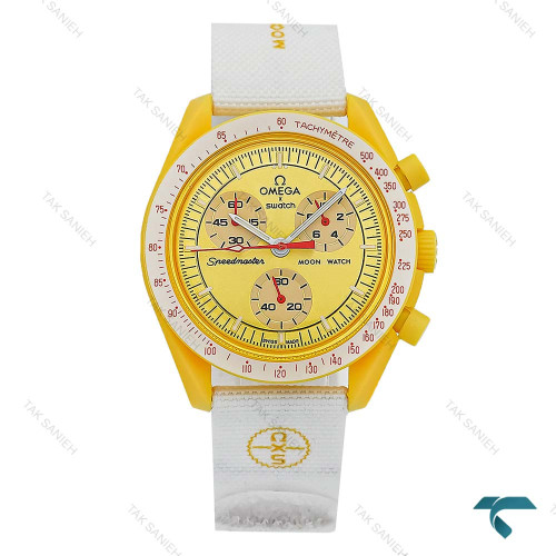 سواچ امگا ماموریت به خورشید زرد بند برزنتی Swatch-8837-U