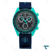 ساعتمچی سواچ ماموریت به زمین سرمه ای قاب تیفانی بند برزنتی Swatch-8843-U