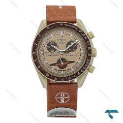 ساعت امگا سواچ ماموریت به زحل قهوه ای بند برزنتی Swatch-8844-U