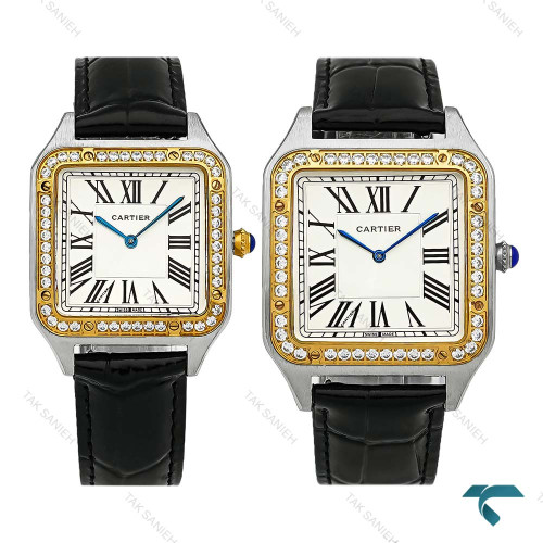 ست کارتیه سانتوس دومونت دورنگ طلایی دورنگین Cartier-8884-S