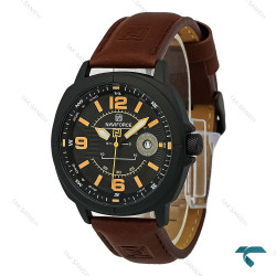 ساعت نیوی فورس مردانه NF8078 مشکی بند چرم قهوه ای NaviForce-8895-G