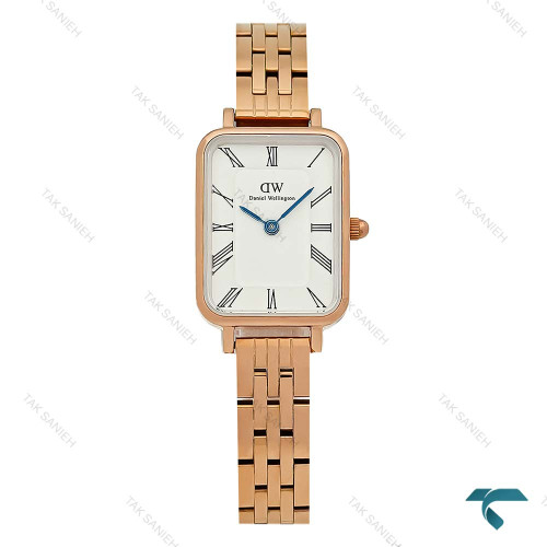 ساعت زنانه دنیل ولینگتون مستطیلی رزگلد صفحه سفید DW-8929-L