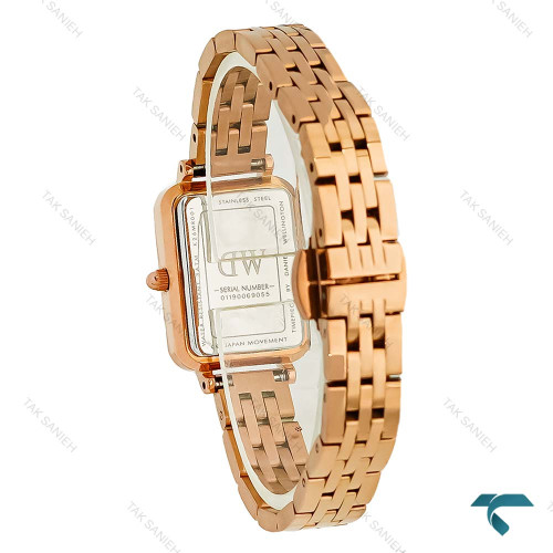 ساعت زنانه دنیل ولینگتون مستطیلی رزگلد صفحه سفید DW-8929-L