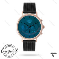 ساعت مردانه لاکسمی 8124-1 رزگلد صفحه آبی بند حصیری  Laxmi-9135-G