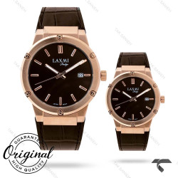 ست ساعت لاکسمی 8126-2 رزگلد قهوه ای Laxmi-9139-S