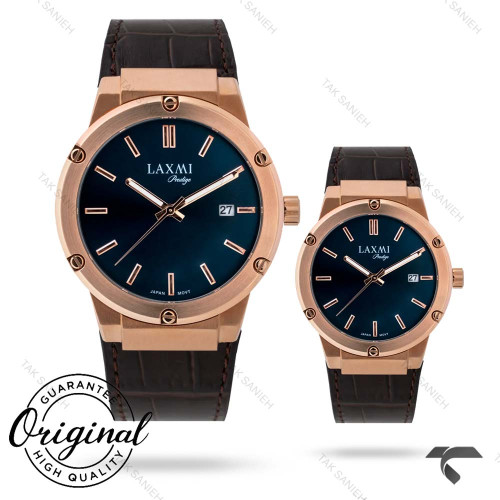 ساعت لاکسمی 8126 ست بند چرم قهوه ای قاب رز Laxmi-9141-S ساعت لاکسمی 8126 ست بند چرم قهوه ای قاب رز Laxmi-9141-S