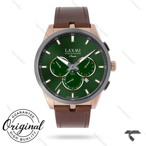 ساعت لاکسمی 8131-1 مردانه صفحه سبز بند چرم قهوه ای قاب رز Laxmi-9150-G ساعت لاکسمی 8131-1 مردانه صفحه سبز بند چرم قهوه ای قاب رز Laxmi-9150-G