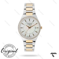 ساعت لاکسمی زنانه 8135-5 دورنگ طلایی صفحه سفید دورنگین Laxmi-9167-L