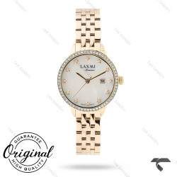 ساعت لاکسمی زنانه 8139-6 طلایی دورنگین صفحه سفید Laxmi-9172-L