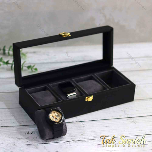 جعبه ساعت مچی 4 تایی رنگ بدنه مشکی Watches-Box-4-5257-U جعبه ساعت مچی 4 تایی رنگ بدنه مشکی Watches-Box-4-5257-U