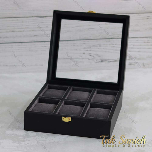 جعبه ساعت مچی 6 تایی رنگ بدنه مشکی Watches-Box-6-5260-U
