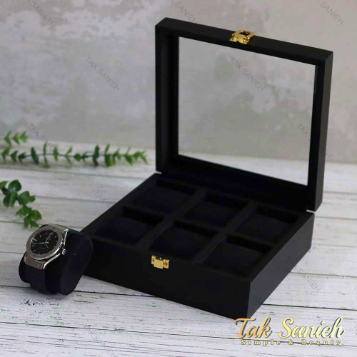 جعبه ساعت مچی 6 تایی رنگ بدنه مشکی Watches-Box-6-5260-U