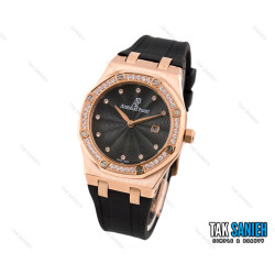 ساعت AP ای پی زنانه نگین دار رزگلد مشکی Audemars-2318-L