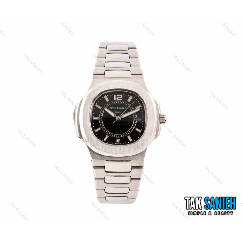 ساعت پتک فلیپ ناتیلوس زنانه نقره ای صفحه مشکی Patek-2469-L