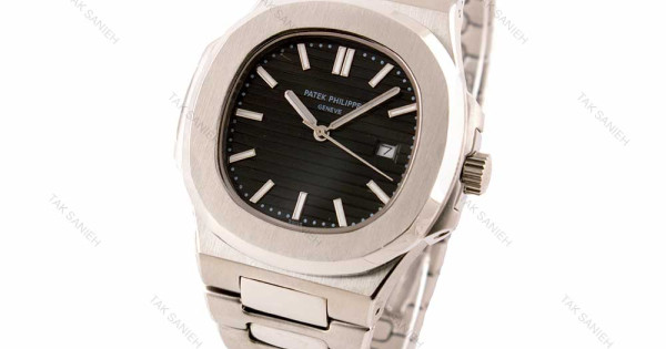 ساعت پتک فلیپ مردانه ناتیلوس نقره ای صفحه مشکی Patek-2474-G