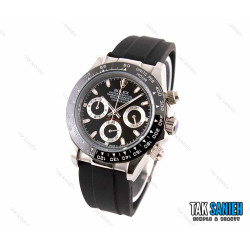ساعت رولکس مردانه دیتونا بند رابر سیلور مشکی Rolex-2579-G