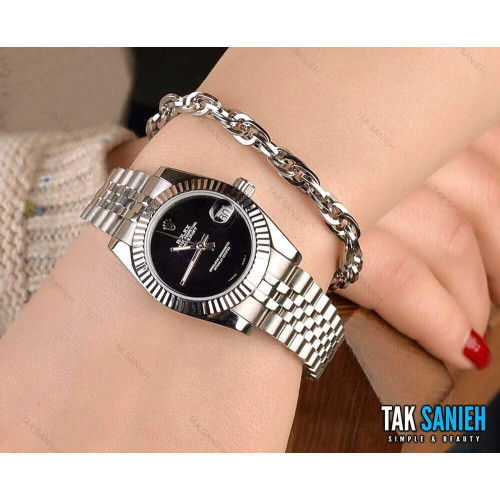 ساعت رولکس زنانه صفحه مهندسی مشکی Rolex-4956-L