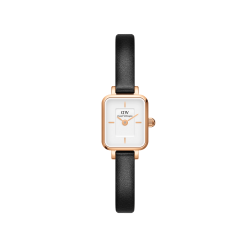 ساعت دنیل ولینگتون زنانه بند چرم مستطیلی ظریف رزگلد DW-5518-L